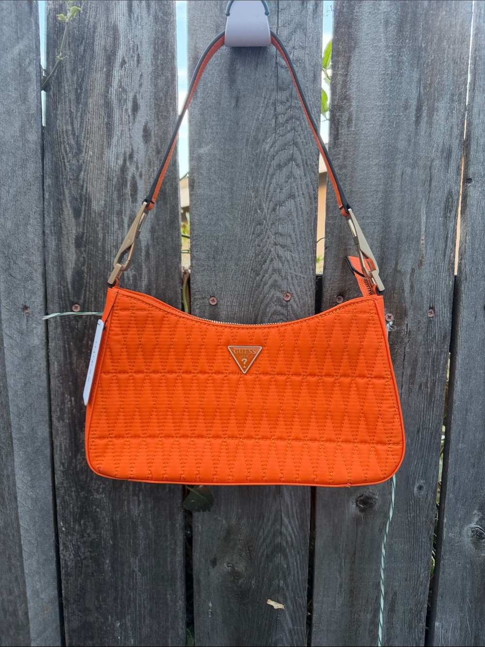 GUESS Quilted Shoulder Bag in Bright Orange